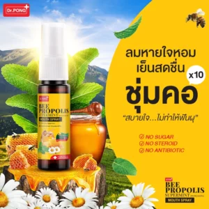 Dr.PONG Bee Propolis Supermint Spray Pack 8 – บรรเทาเจ็บคอ | ชุ่มคอ