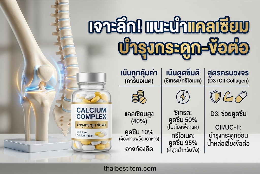 แคลเซียม ยี่ห้อไหนดี รีวิวเปรียบเทียบแคลเซียมบำรุงกระดูกที่ดีที่สุด